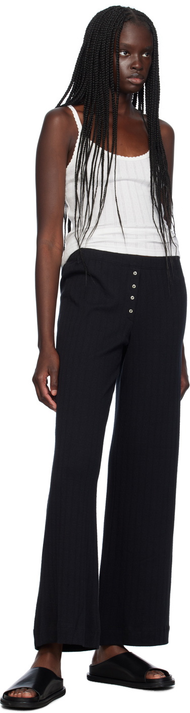 LESET Black Pointelle Boxer Lounge Pants