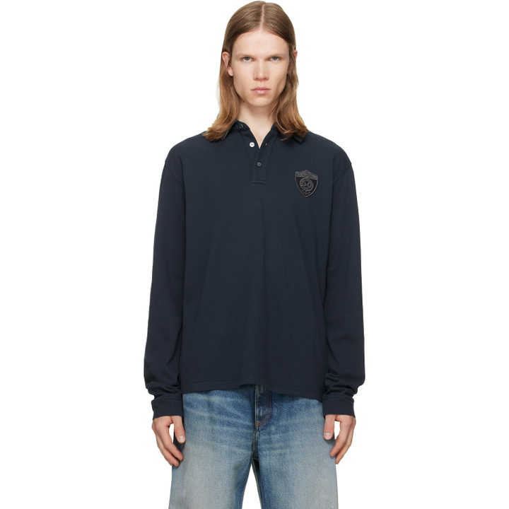 Photo: MM6 Maison Margiela Navy Cotton Polo