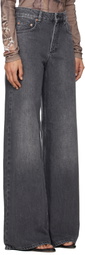 Marine Serre Gray Moon Laser High-Waist Flare Jeans