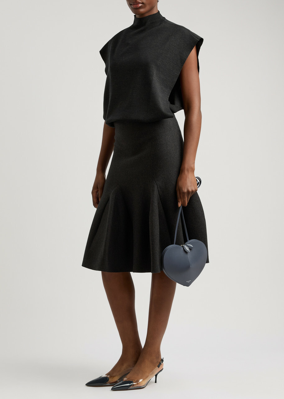 Alaïa Flared Wool-blend Skirt Black ALAÏA