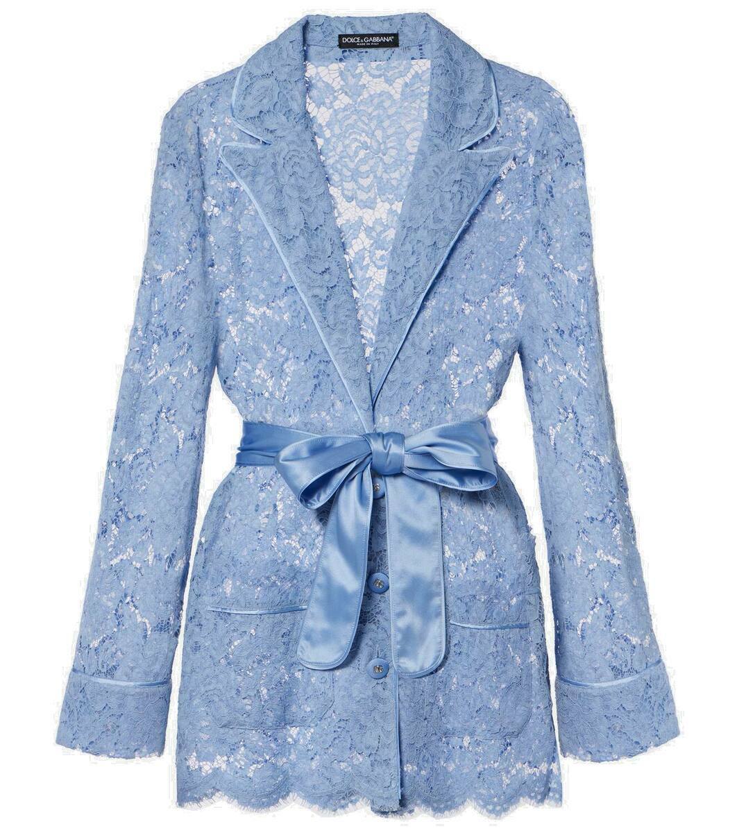 DOLCE&GABBANA 王室御用達レース装飾 水色シルクサテンジャケット P00957299.jpg