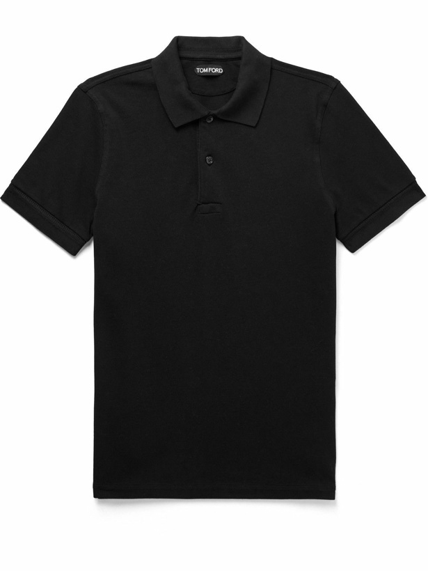 Photo: TOM FORD - Slim-Fit Garment-Dyed Cotton-Piqué Polo Shirt - Black