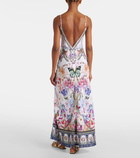 Camilla Crystal-embellished linen slip dress