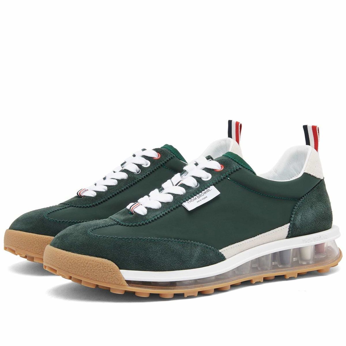Thom Browne Men's Tech Runner Sneakers in Dark Green Thom Browne