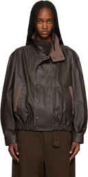 LEMAIRE Brown Soft Blouson Leather Jacket