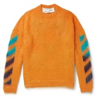 Off-White - Logo-Jacquard Mohair-Blend Sweater - Orange