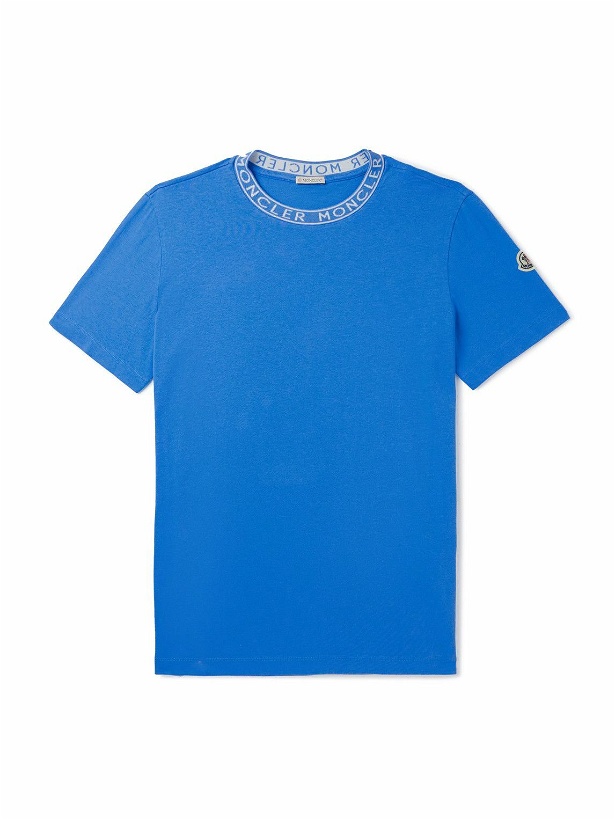 Photo: Moncler - Slim-Fit Logo-Detailed Cotton-Jersey T-Shirt - Blue