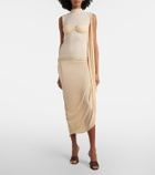 Jean Paul Gaultier Lace-trimmed semi-sheer midi dress
