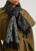 Tory Burch Logo-monogrammed Wool-blend Scarf - Black - One Size