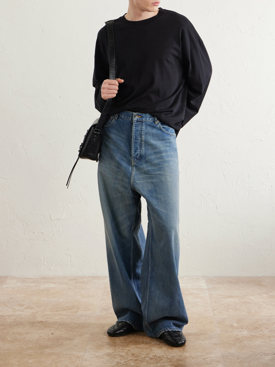 Balenciaga - Wide-Leg Distressed Jeans - Blue