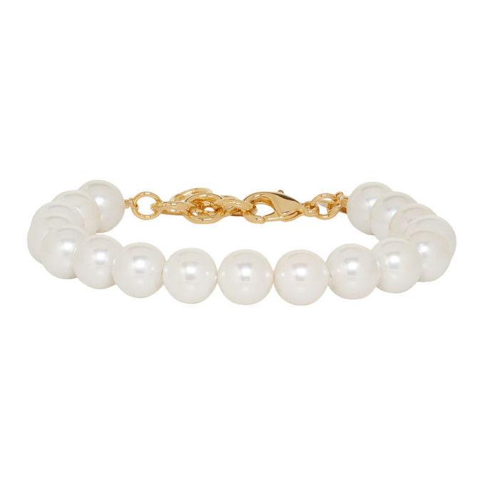 Photo: MM6 Maison Margiela White Pearl Tag Bracelet