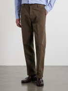 Drake's - Straight-Leg Peached Cotton-Twill Trousers - Brown