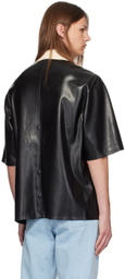 Nanushka Black Aksel Faux-Leather Shirt