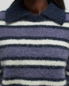 ØLÅF STRIPED POLO KNIT Blue Womens Pullover