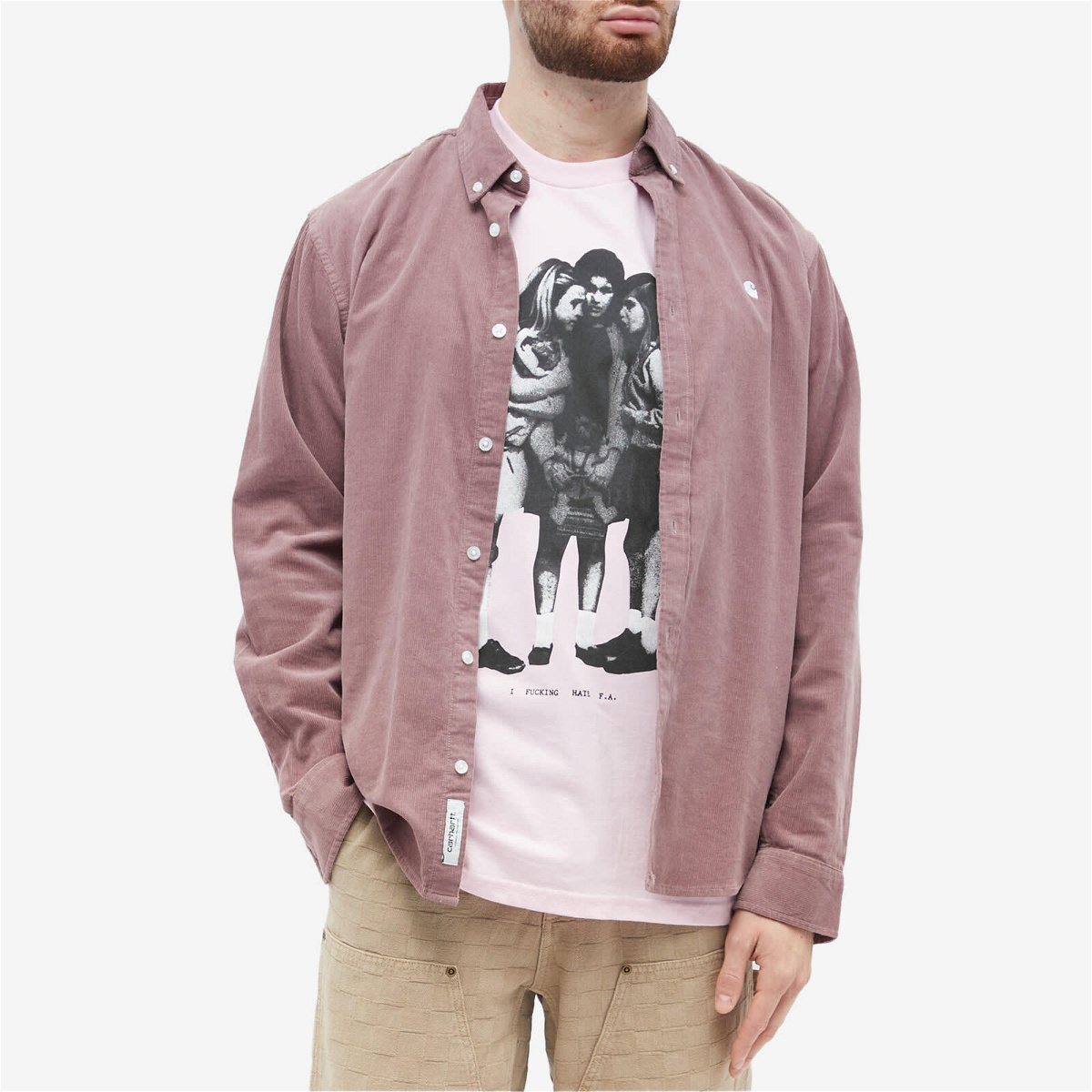 Fucking Awesome Men's Hate FA T-Shirt in Light Pink Fucking