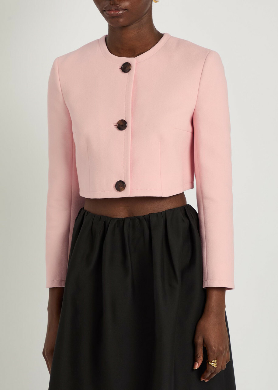 Emilia Wickstead Lizette Wool-crepe Cropped Jacket Light Pink