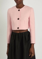 Emilia Wickstead Lizette Wool-crepe Cropped Jacket Light Pink