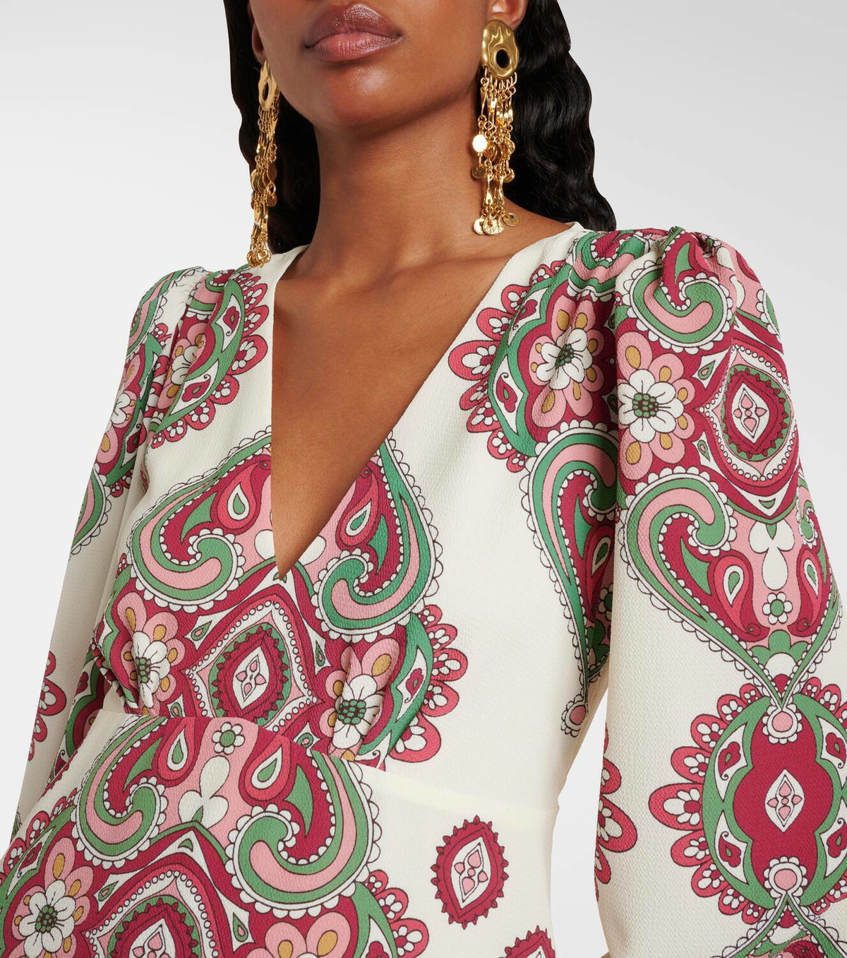 long sleeve pink floral midi dress Angelica Midi Dress