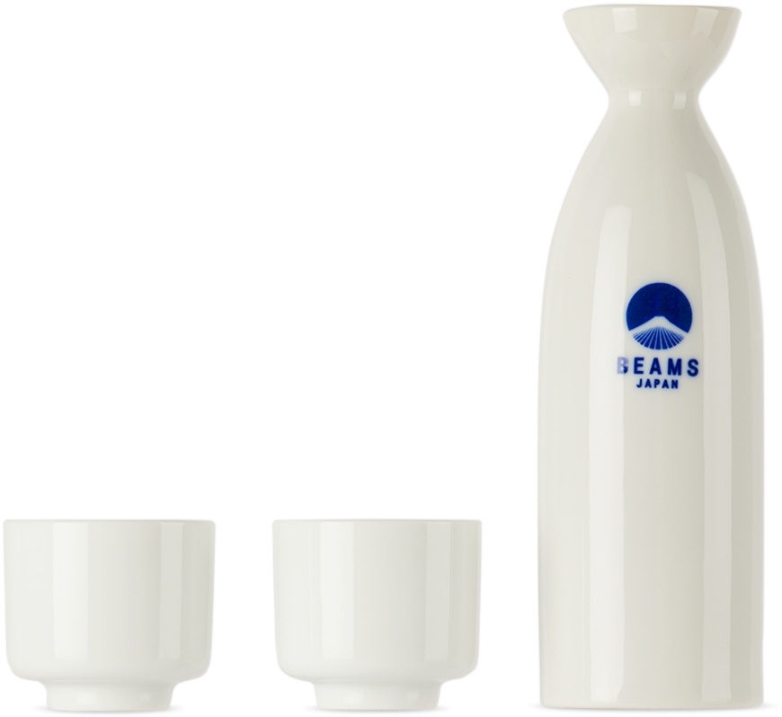 BEAMS JAPAN White Sake Bottle & Cup Gift Set BEAMS JAPAN
