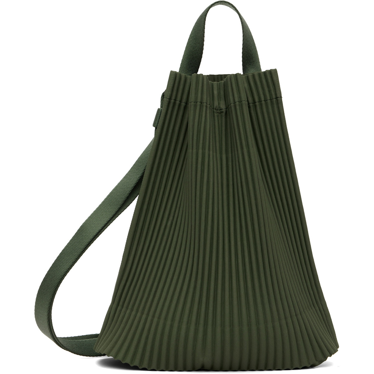 HOMME PLISSÉ ISSEY MIYAKE Green Drawstring Pleats Bag
