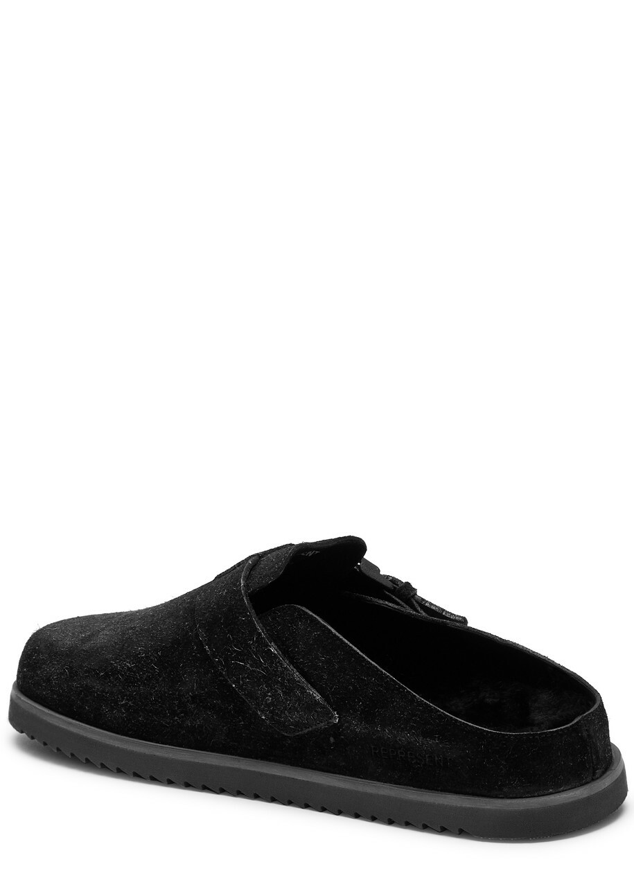 Represent Initial Brushed Suede Sliders Black Represent