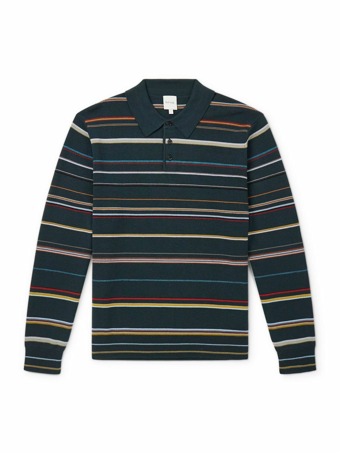 Paul Smith - Striped Merino Wool Polo Sweater - Green