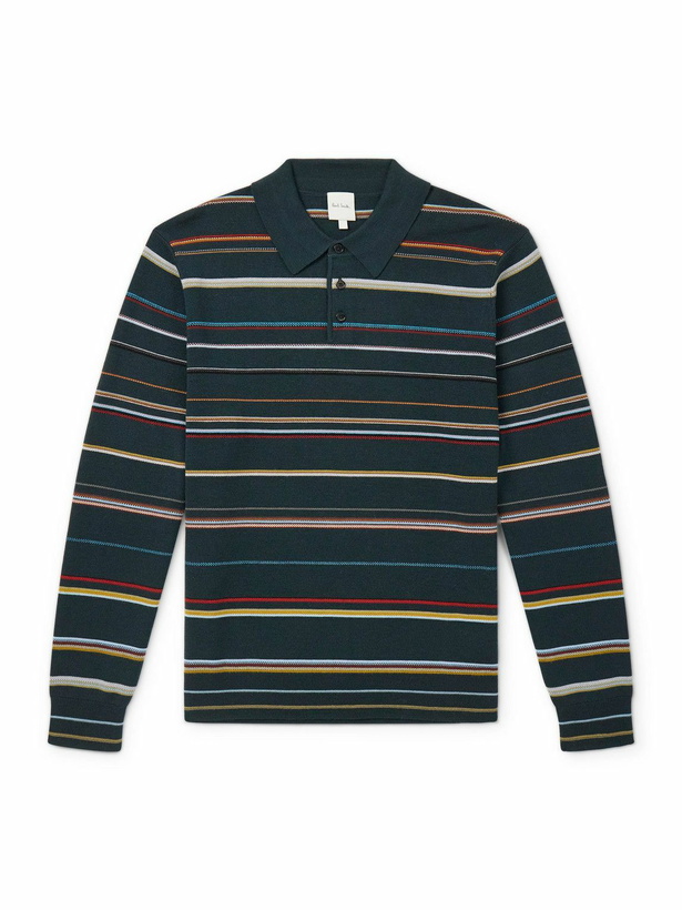 Photo: Paul Smith - Striped Merino Wool Polo Sweater - Green