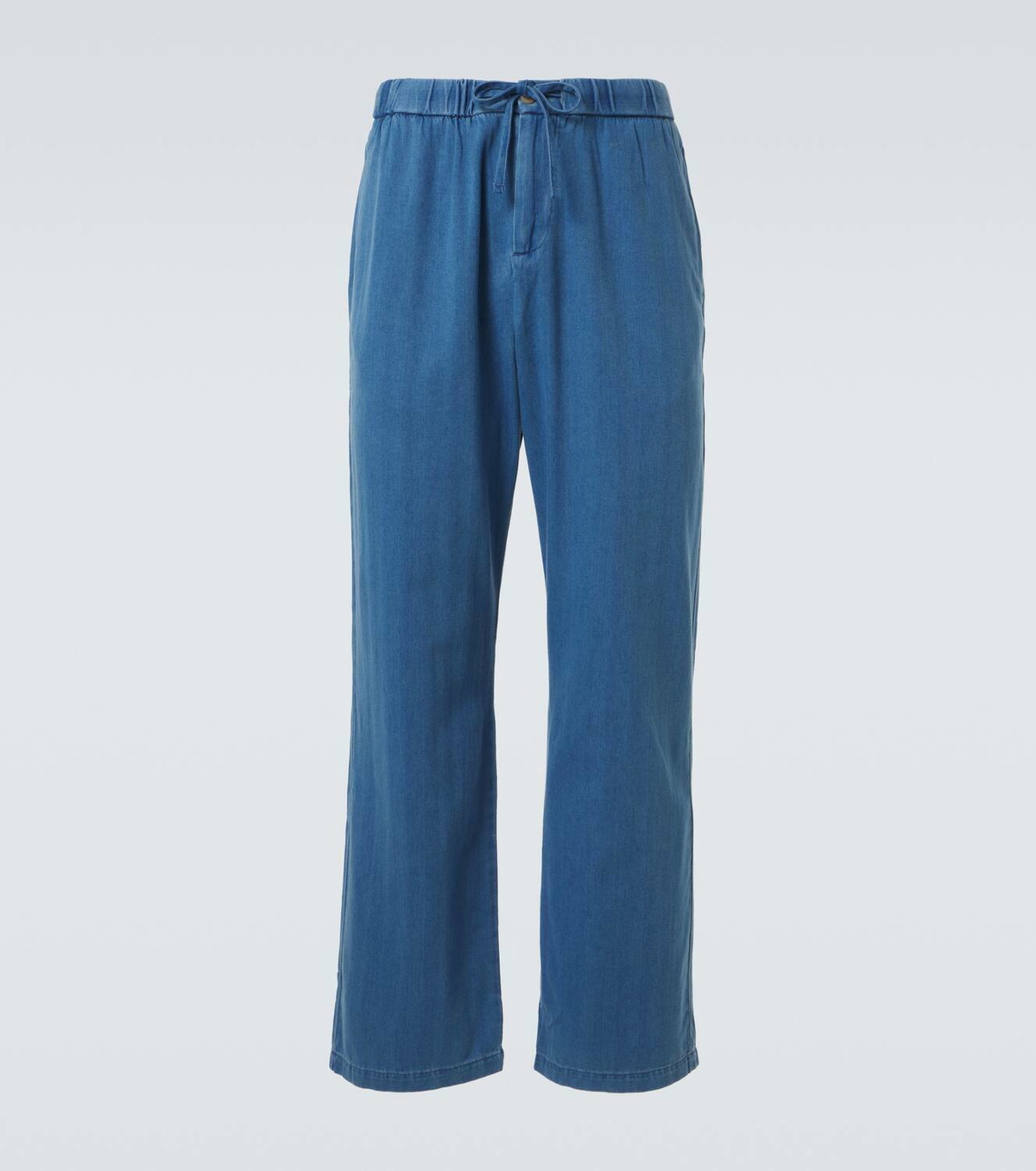 Frescobol Carioca Rocha herringbone cotton twill wide-leg pants
