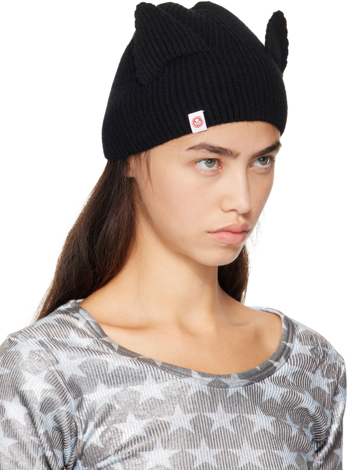 Charles Jeffrey LOVERBOY Black Ears Rib Beanie