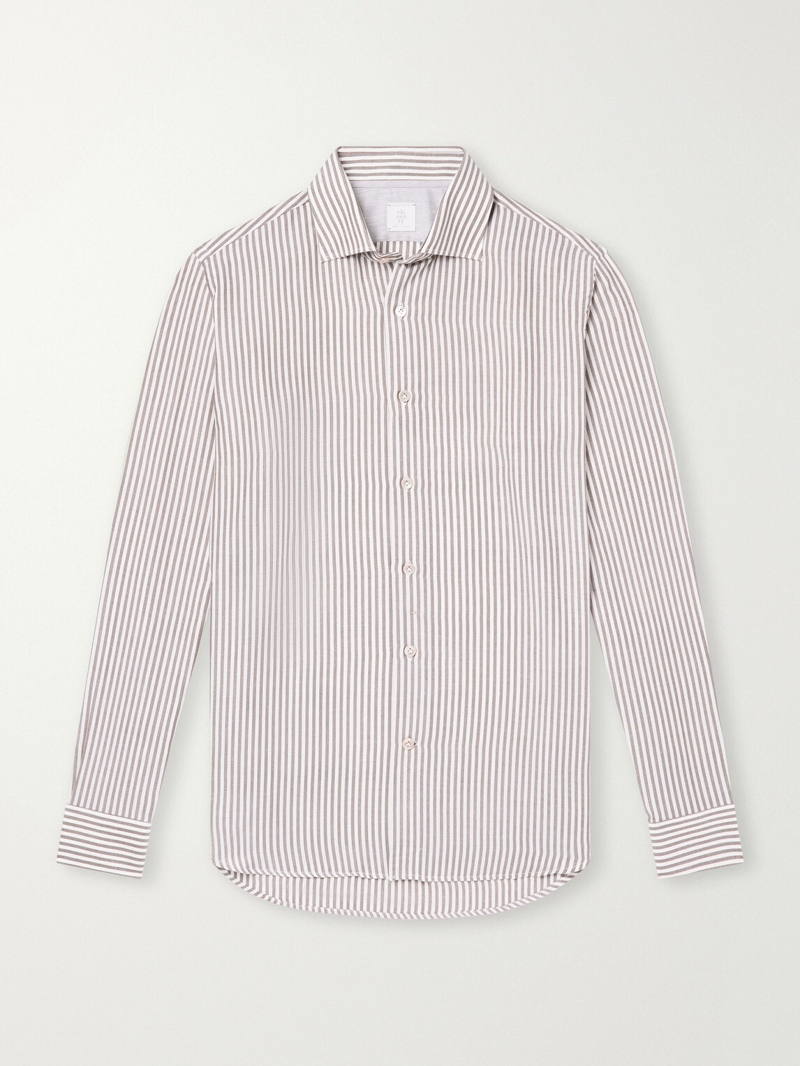 Eleventy - Striped Lyocell and Cotton-Blend Shirt - Brown