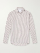 Eleventy - Striped Lyocell and Cotton-Blend Shirt - Brown