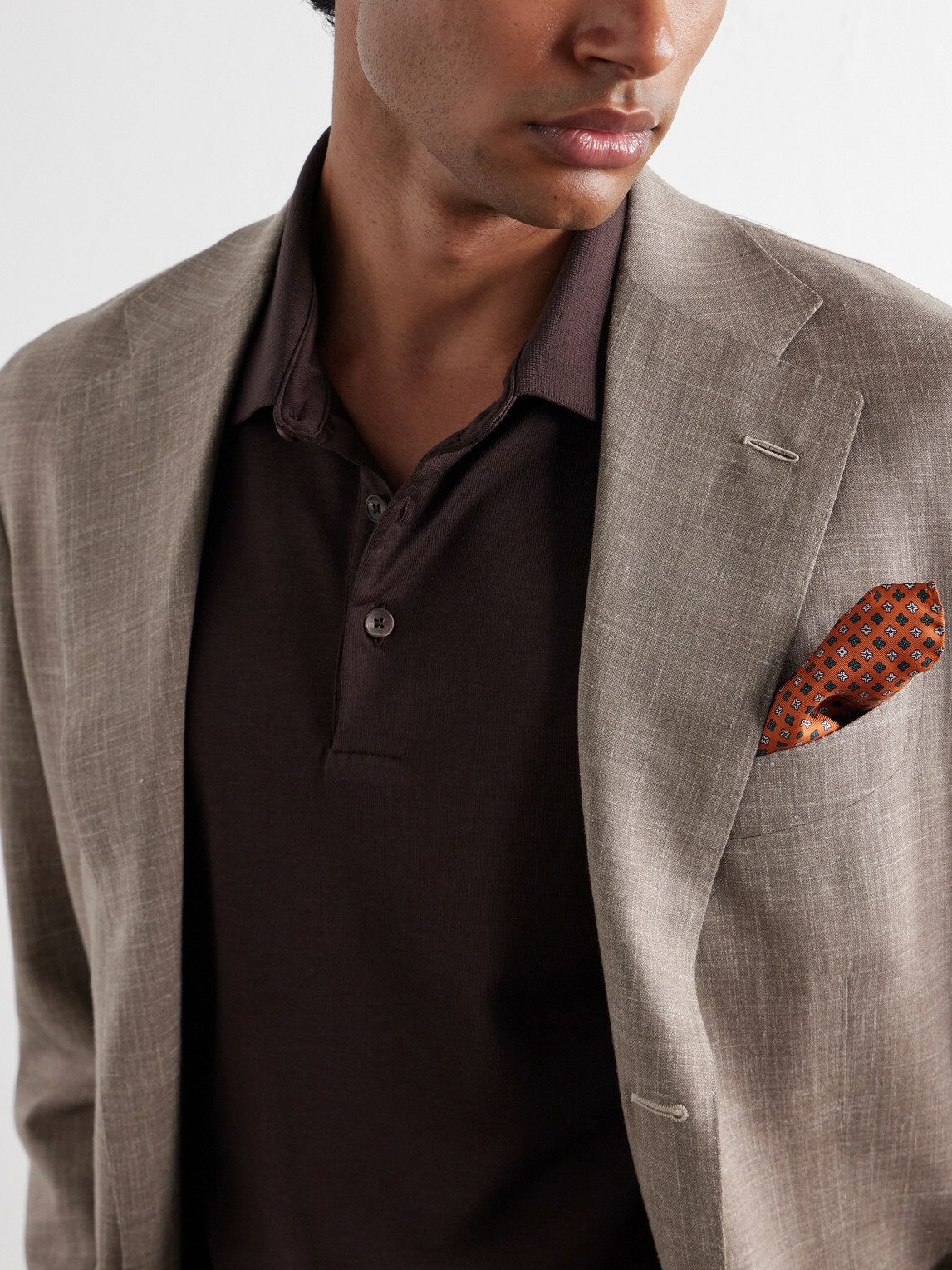 Mr P. - Silk and Cotton-Blend Polo Shirt - Brown