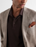 Mr P. - Silk and Cotton-Blend Polo Shirt - Brown