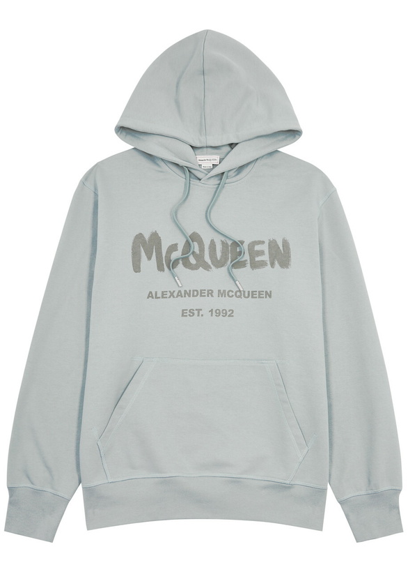Photo: Alexander Mcqueen Logo Hooded Cotton Sweatshirt Grey