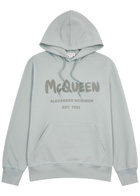 Alexander Mcqueen Logo Hooded Cotton Sweatshirt Grey