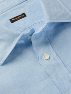 RUBINACCI - Spread-Collar Linen Shirt - Blue