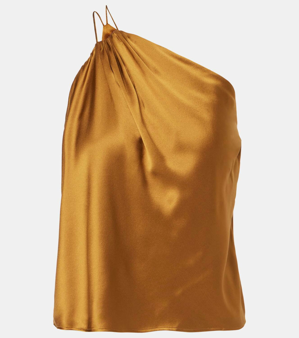The Sei Draped one-shoulder silk satin top