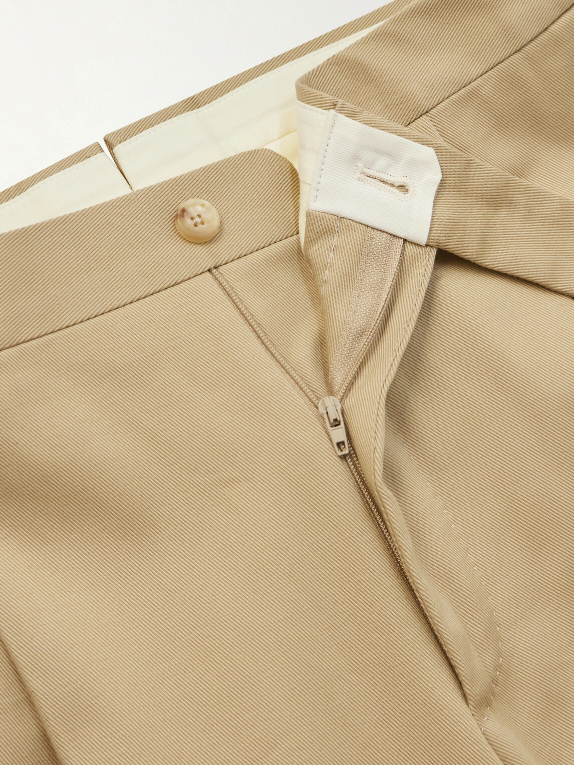 De Petrillo - Straight-Leg Cotton-Blend Twill Trousers - Neutrals