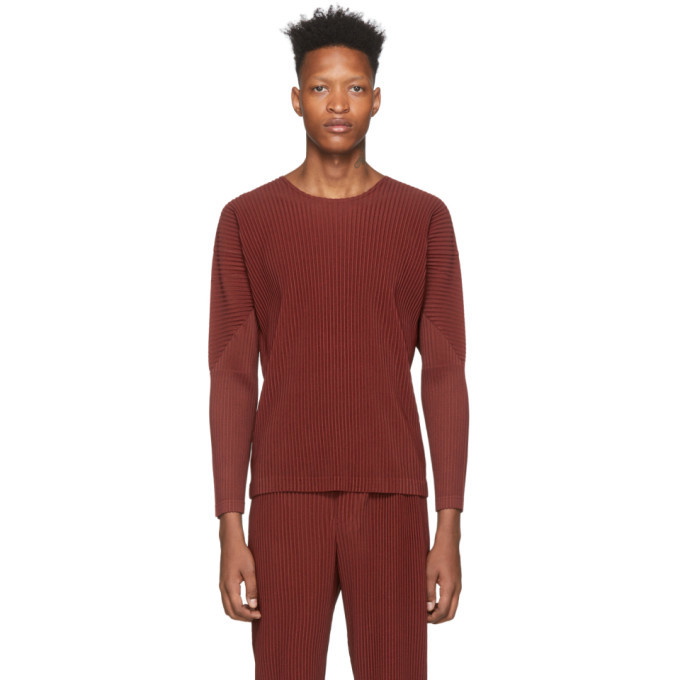 Photo: Homme Plisse Issey Miyake Red Pleats Long Sleeve T-Shirt