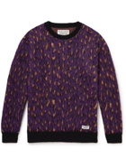 Wacko Maria - Leopard-Print Textured-Knit Sweater - Purple