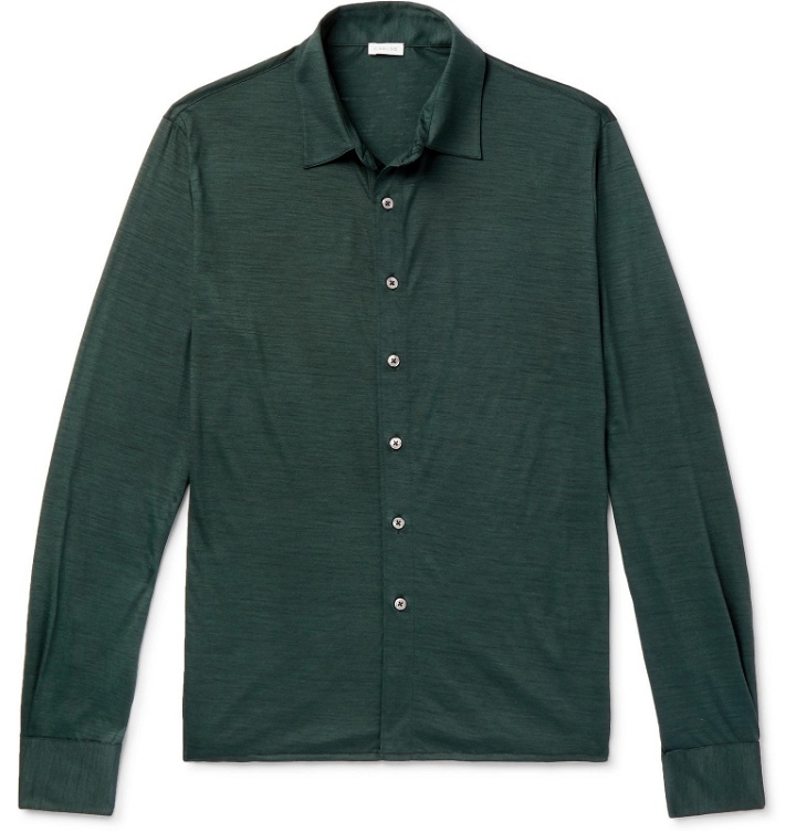Photo: Caruso - Mélange Wool-Jersey Shirt - Green