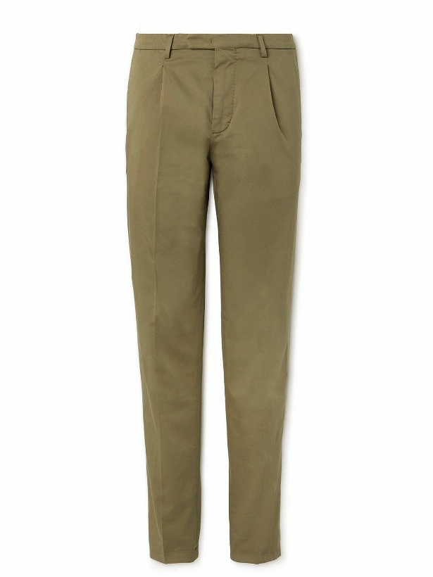 Photo: Boglioli - Straight-Leg Pleated Garment-Dyed Cotton-Blend Suit Trousers - Green