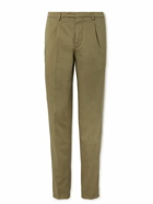 Boglioli - Straight-Leg Pleated Garment-Dyed Cotton-Blend Suit Trousers - Green