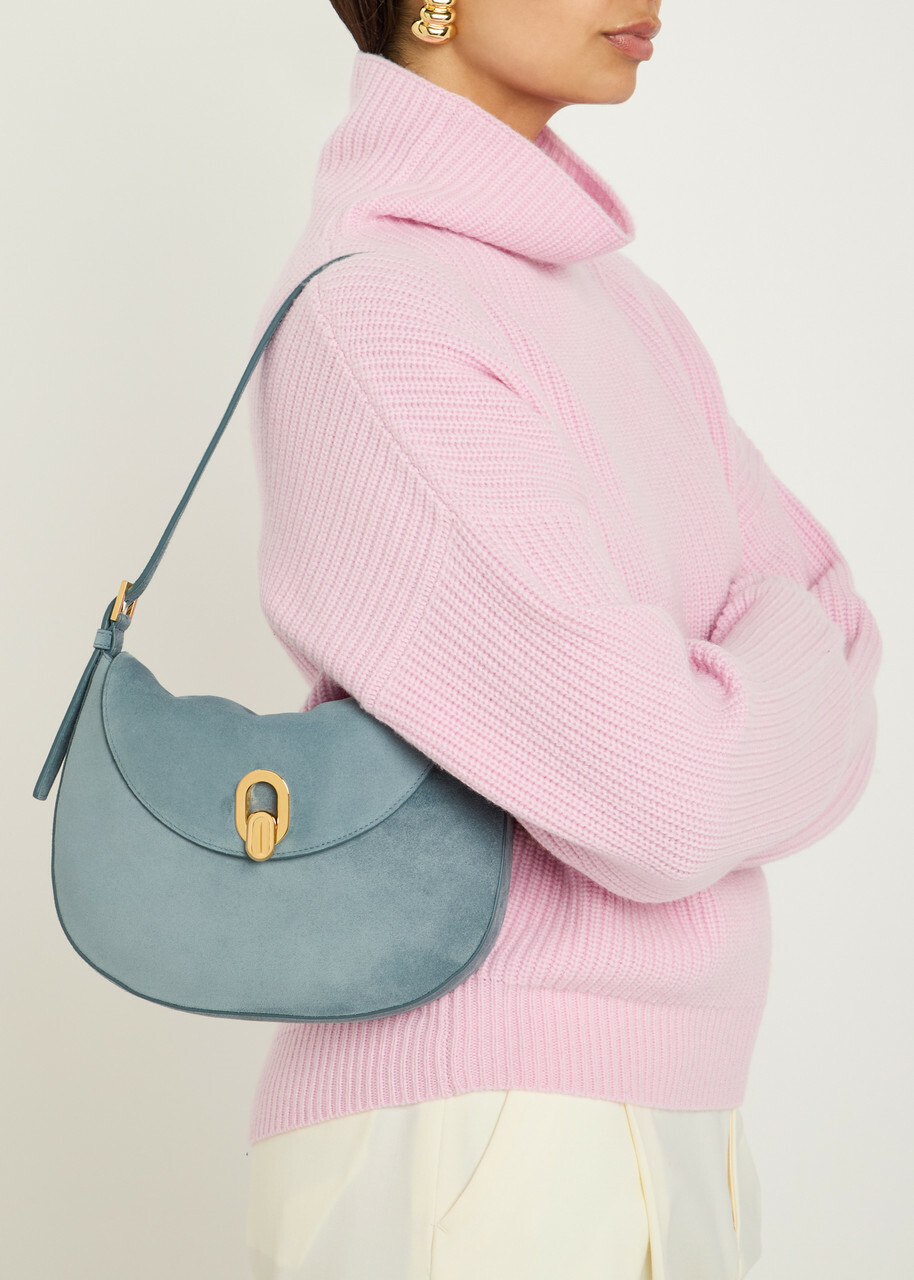 Savette Tondo Small Suede Shoulder bag - Denim - One Size