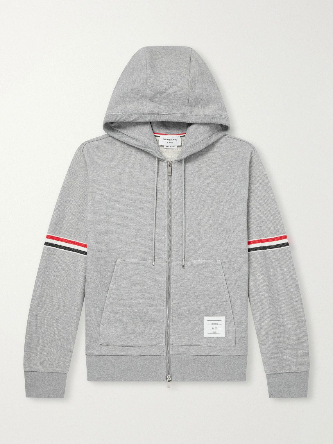 Thom Browne - Cotton-Piqué Zip-Up Hoodie - Gray
