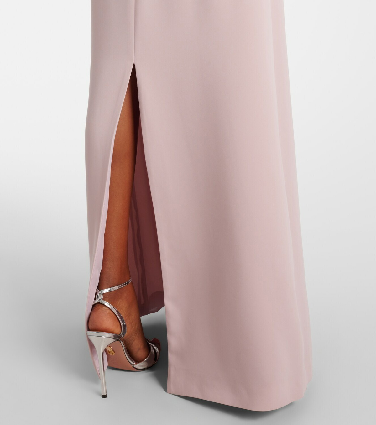 Costarellos Crystal-embellished caped gown