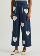 Sister Jane Heart to Heart Cropped Wide-leg Jeans Denim