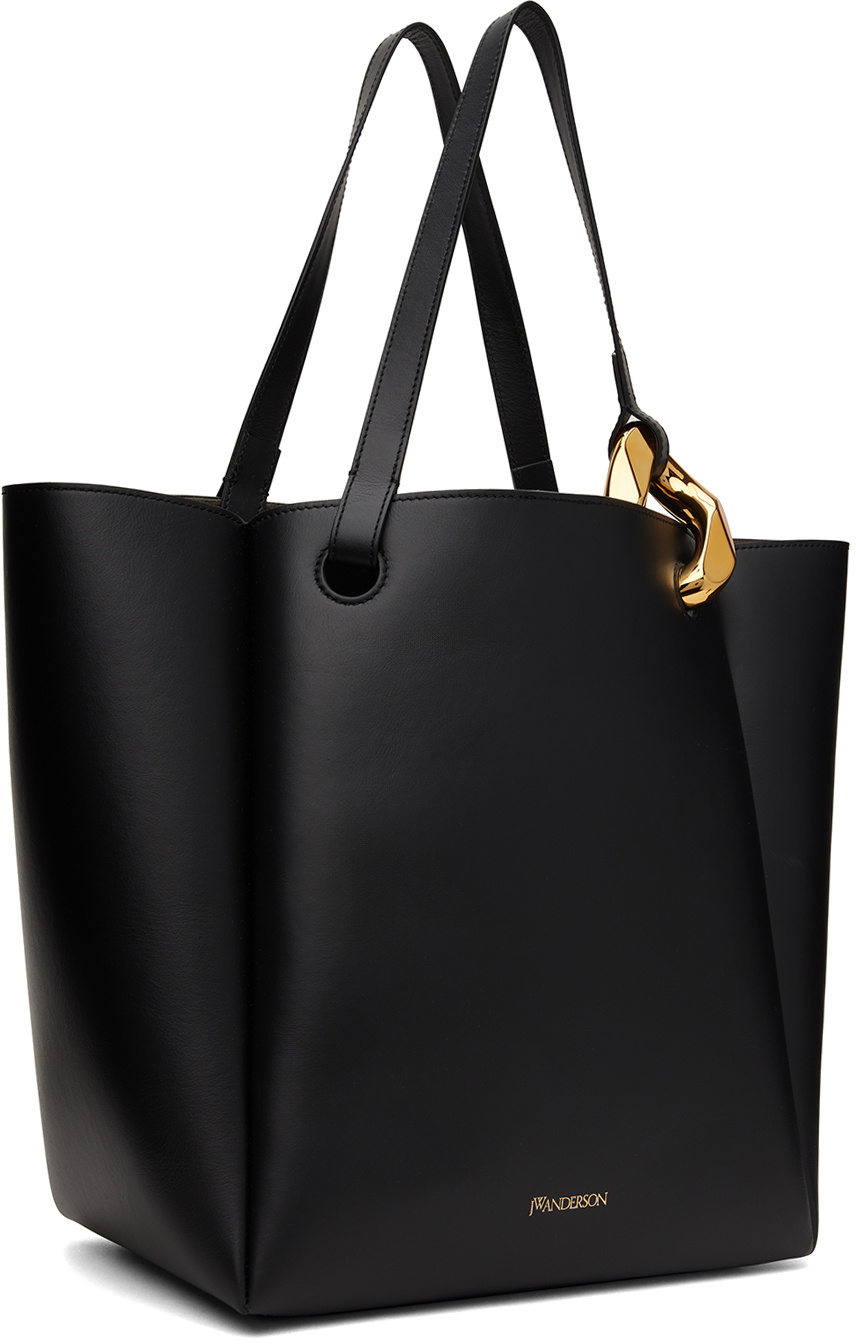 トートバッグ J W ANDERSON BLACK LEATHER JWA CORNER SHOPPING BAG J.W. Anderson Black Leather Jwa Corner Shopping Bag