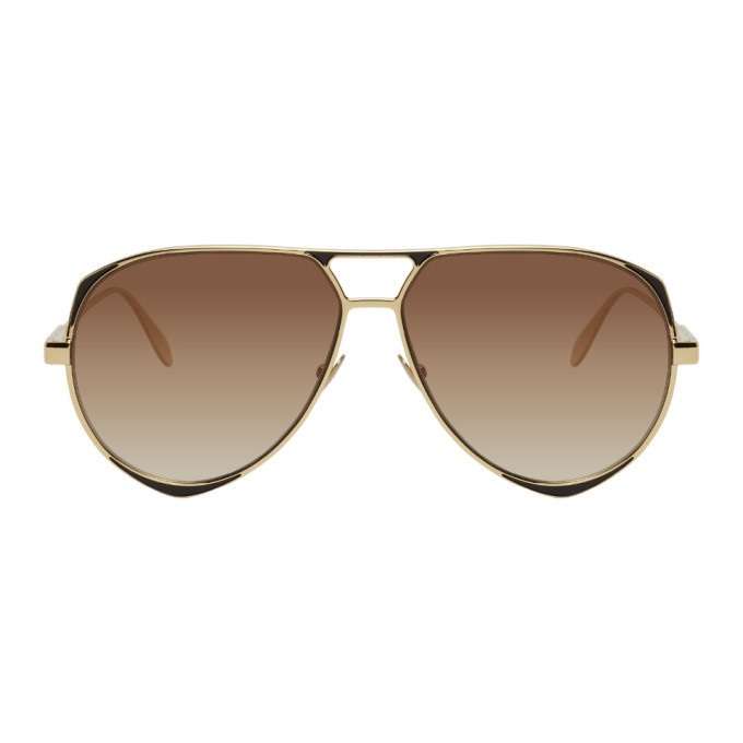 Photo: Alexander McQueen Gold Metal Aviator Sunglasses