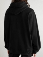 Raf Simons - Oversized Logo-Embroidered Cotton-Jersey Hoodie - Black